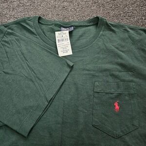 Vintage Polo Ralph Lauren T Shirt Men's XL Green Single Stitch 90s Red Pony